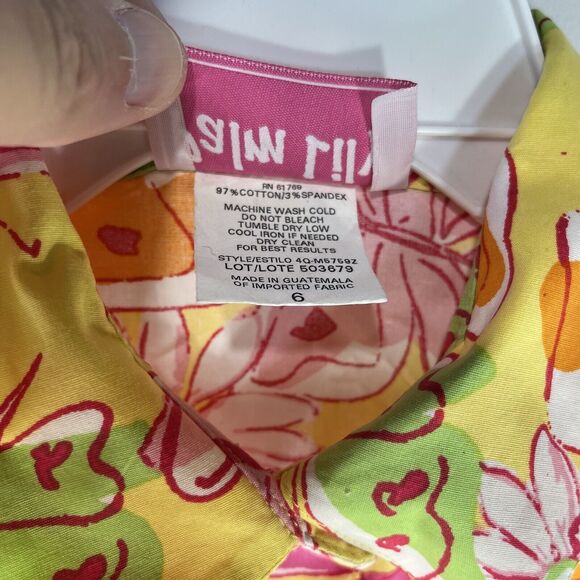 PALM LILY DRESS WOMENS 6 FLORAL BUTTON COLLARED ALL OVER PRINT SLEEVELESS FLOWER - Picture 7 of 13